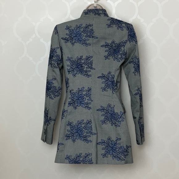 ZARA PLAID FLORAL EMBROIDERED BLAZER - Picture 9 of 11